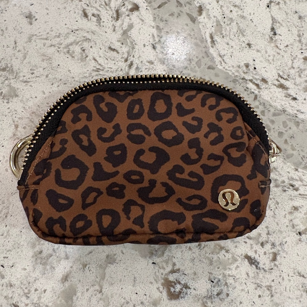lululemon athletica Leopard Print Brown and Black Mini Pouch